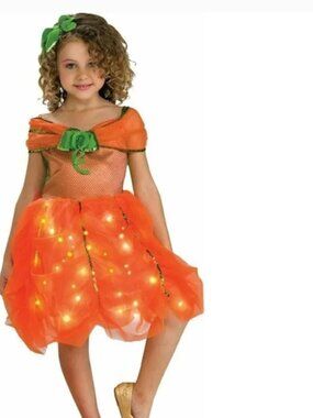 Pumpkin Light Up Twinkler Halloween Costume 2/4 Orange Dress Girls 2 Pc Toddler